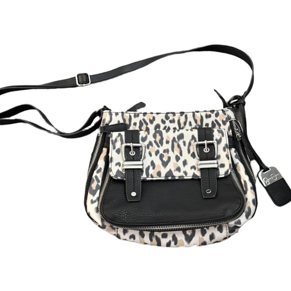 Jessica Simpson Animal Print Crossbody Buckle Handbag Purse - Picture 1 of 6
